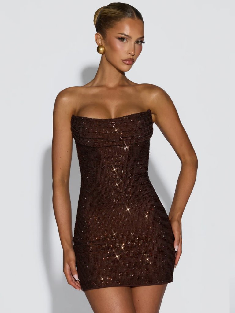 Nwt Babyboo Mirabella Mini Dress In Plum Brown - M